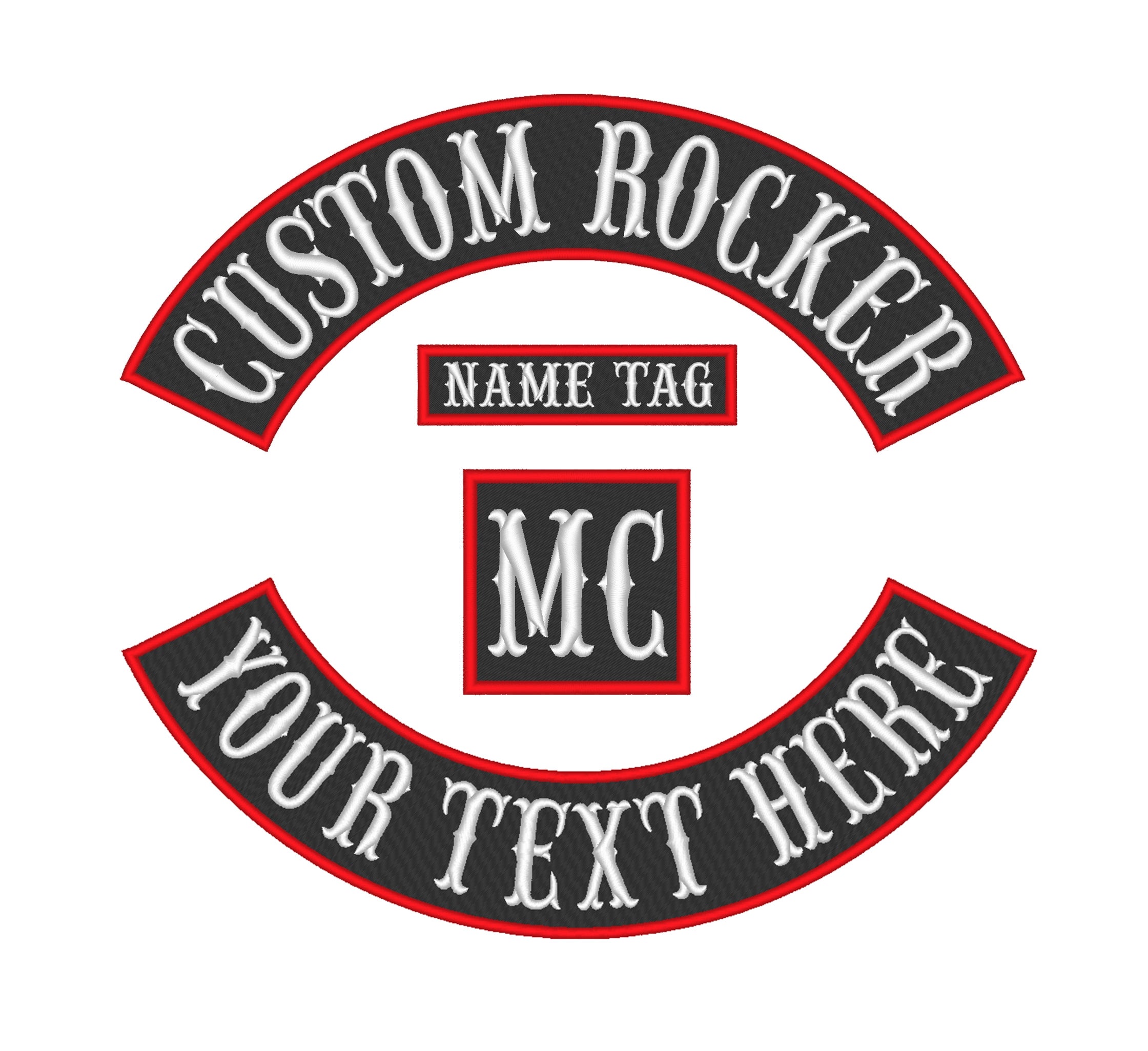  Custom Embroidered Patch Ribbon Rocker Name Tag MC