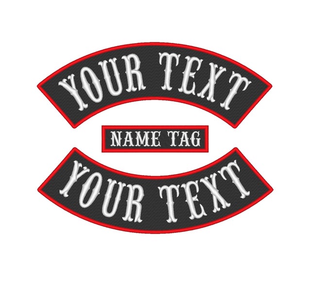 Custom Embroidered Patch Ribbon Rocker Name Tag MC Motorcycle Biker Sew on  Patches - 9 inch Set (E-1) - 5 pc